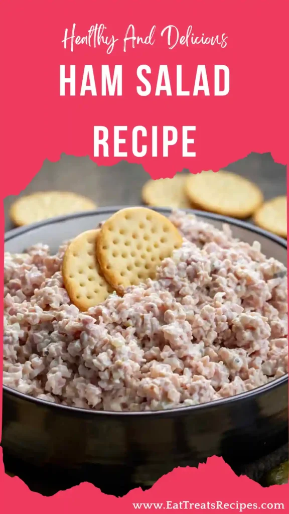 Creamy ham salad recipe served in a bowl ready for sandwiches