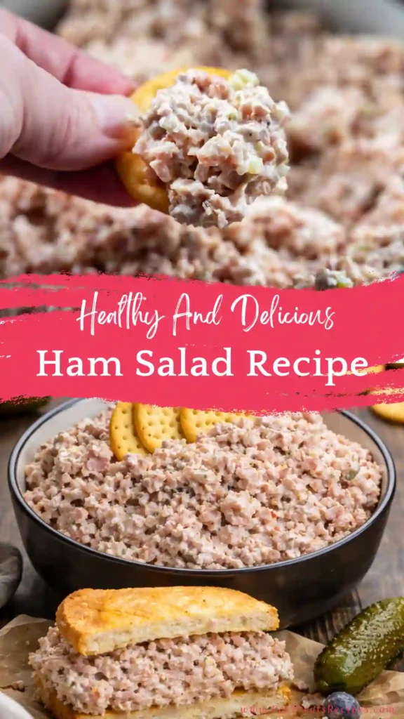 Creamy ham salad recipe served in a bowl ready for sandwiches