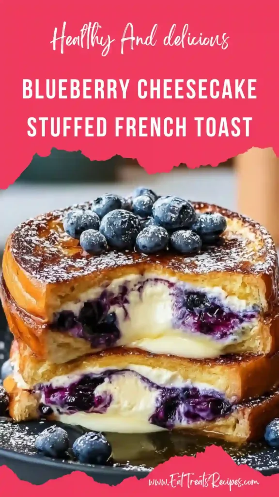 blueberry cheesecake stuffed french toast stack syrup drizzle