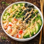california roll sushi bowls fresh healthy rice crab avocado cucumber