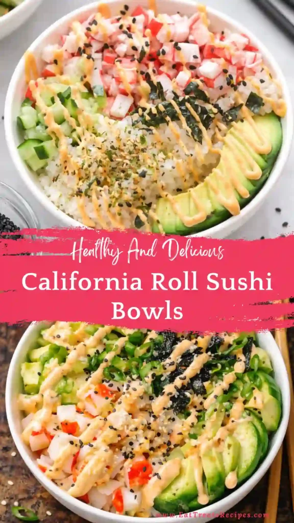 california roll sushi bowls fresh healthy rice crab avocado cucumber