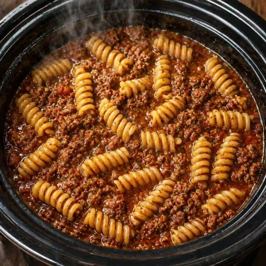 cheeseburger cavatappi slow cooker creamy