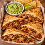 chicken quesadillas crispy cheesy cut triangles