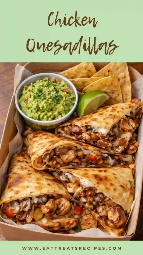 chicken quesadillas crispy cheesy cut triangles