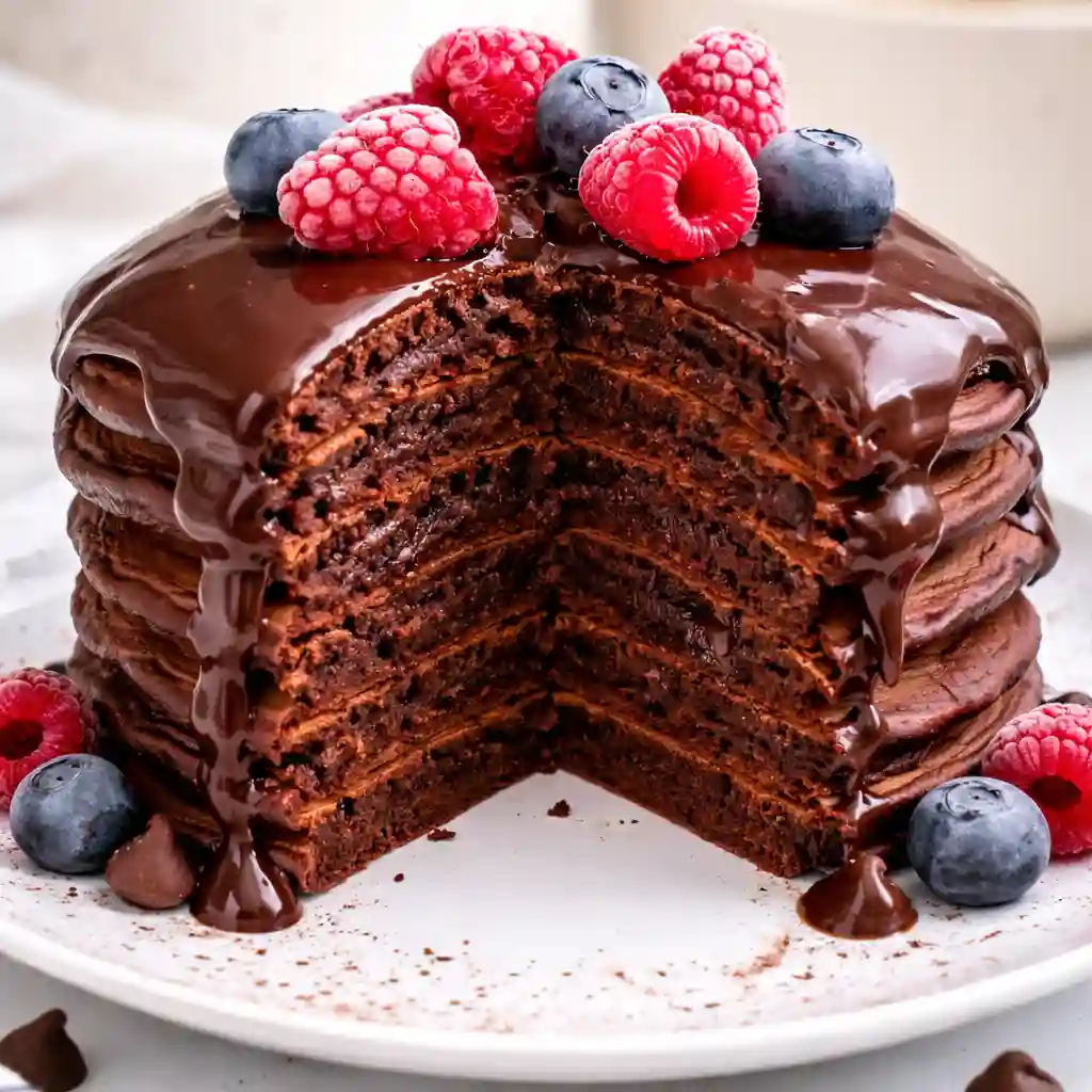 chocolate pancakes fluffy stack rich cocoa breakfast