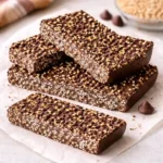 chocolate quinoa crunch bars stacked crispy texture healthy snack