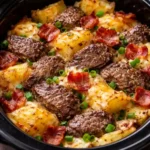 crockpot loaded steak and potato bake tender meat creamy potatoes