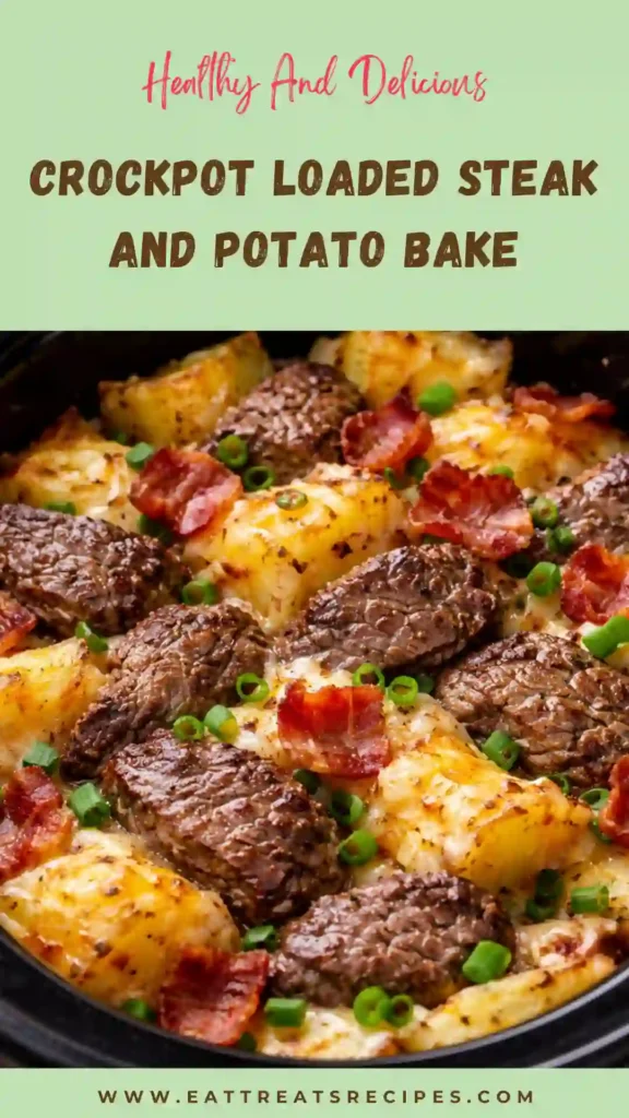 crockpot loaded steak and potato bake tender meat creamy potatoes