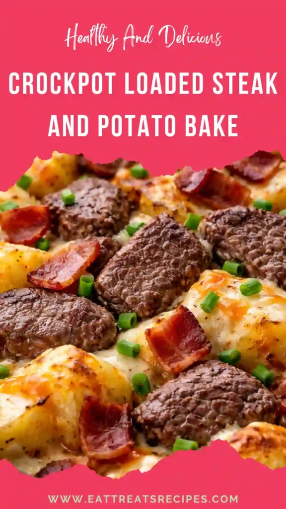 crockpot loaded steak and potato bake tender meat creamy potatoes