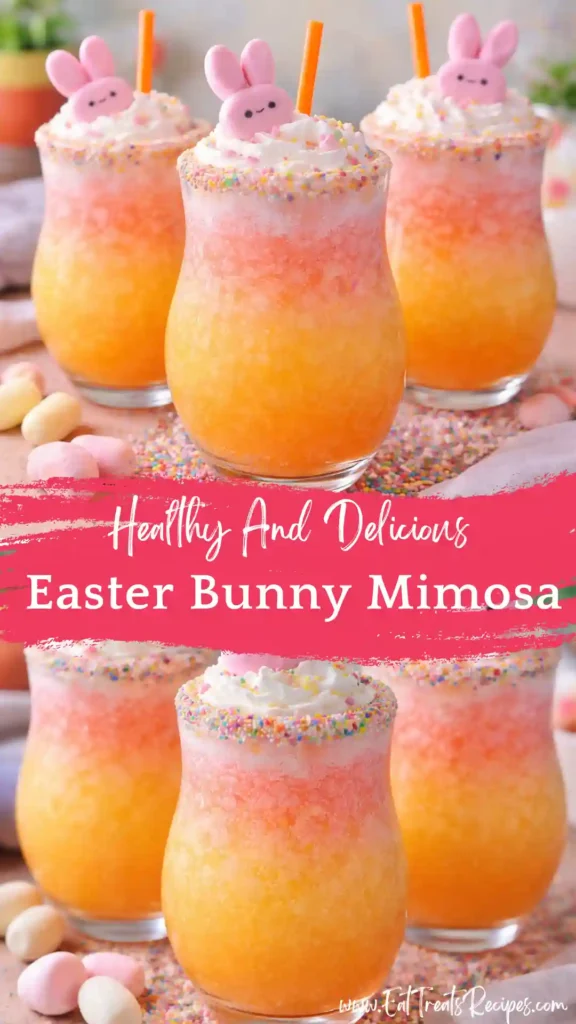 easter bunny mimosa colorful spring cocktail glass garnish