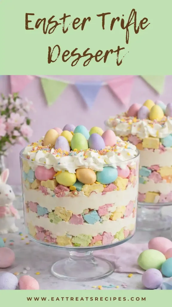 easter trifle dessert colorful layered cake cream pastel glass bowl