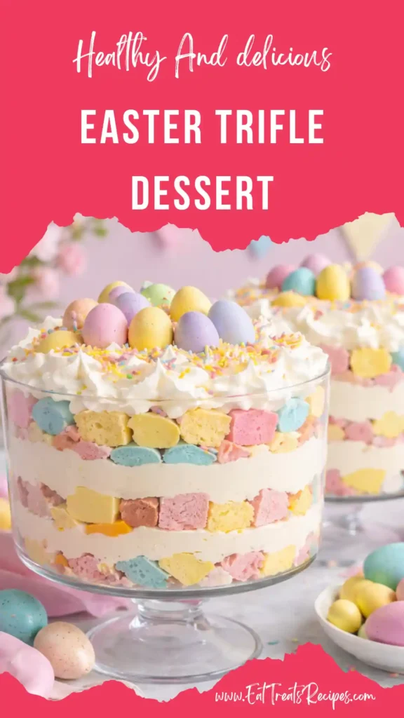 easter trifle dessert colorful layered cake cream pastel glass bowl