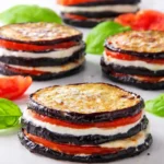 eggplant napoleon layered dish tomato mozzarella basil