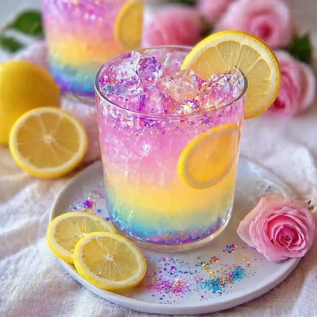 enchanted unicorn lemonade colorful magical drink in glass