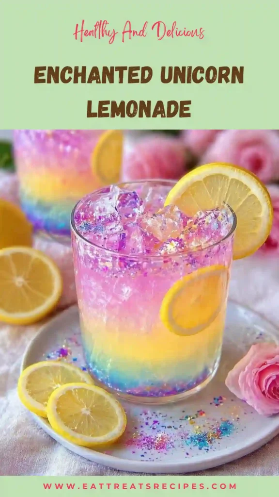 enchanted unicorn lemonade colorful magical drink in glass