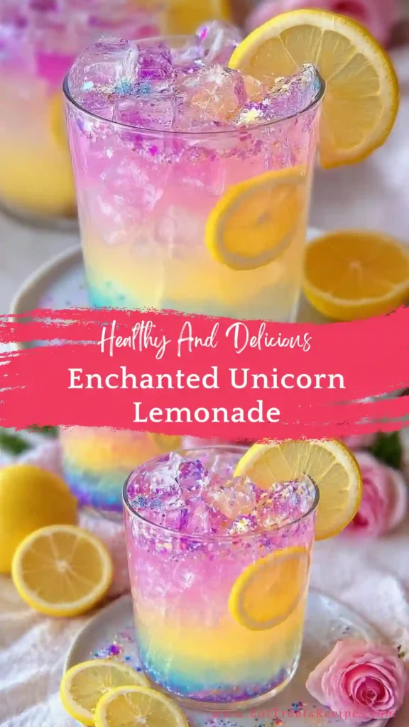 enchanted unicorn lemonade colorful magical drink in glass