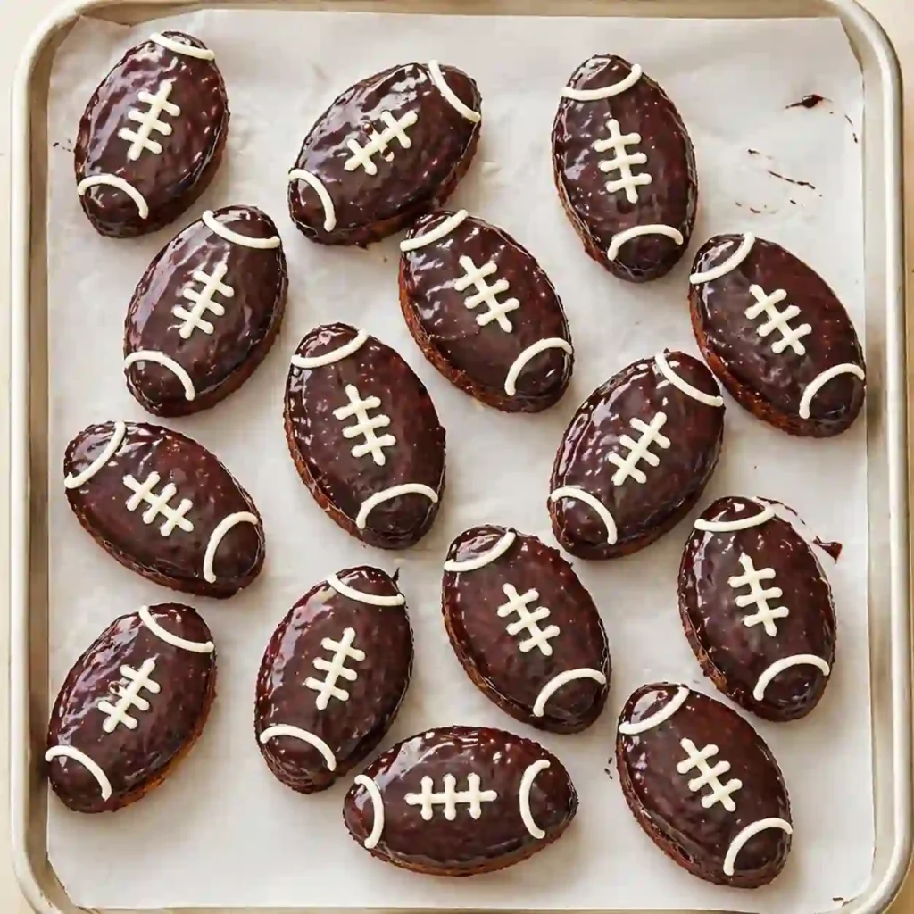 football brownies fudgy chocolate dessert shaped like football