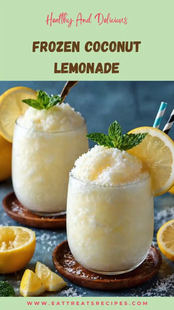 frozen coconut lemonade creamy icy tropical drink in glass