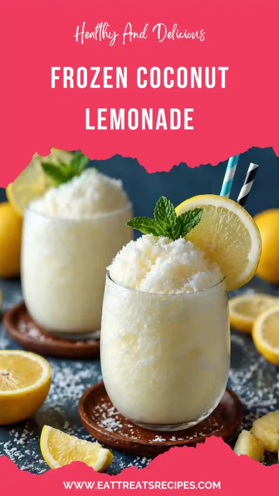 frozen coconut lemonade creamy icy tropical drink in glass