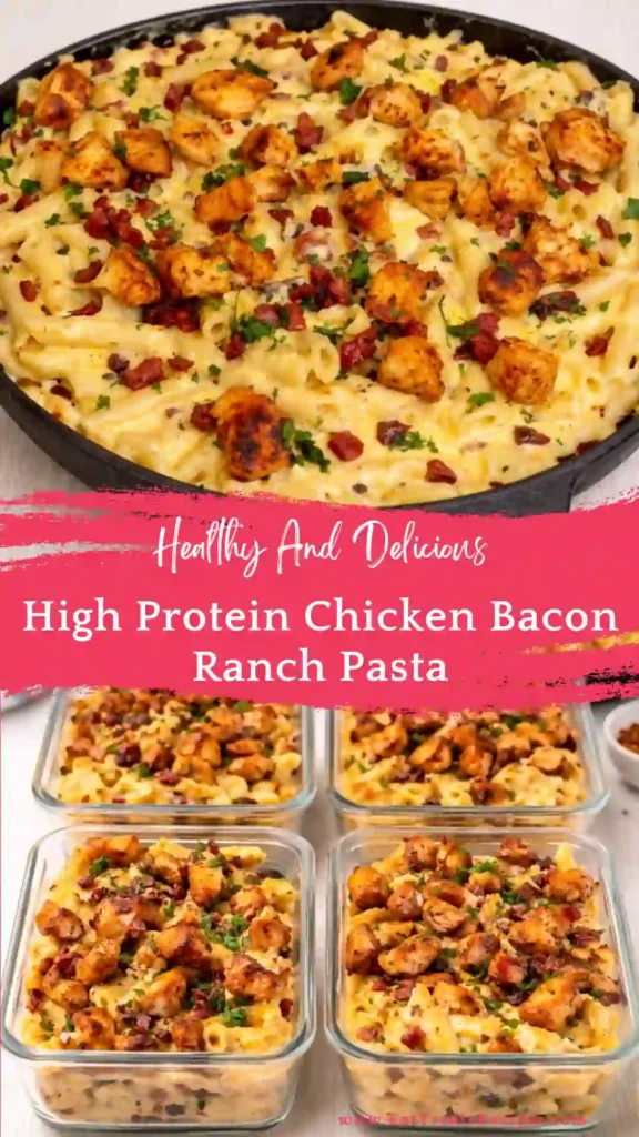 high protein creamy chicken bacon ranch pasta rich creamy texture