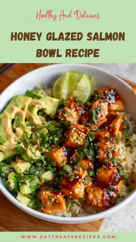 honey glazed salmon bowl recipe with rice and vegetables
