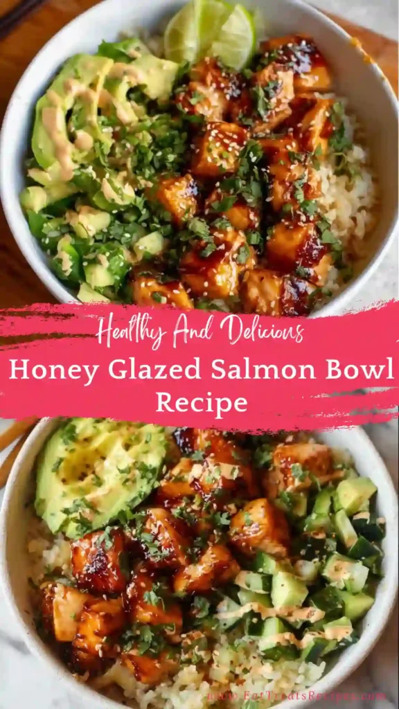 honey glazed salmon bowl recipe with rice and vegetables