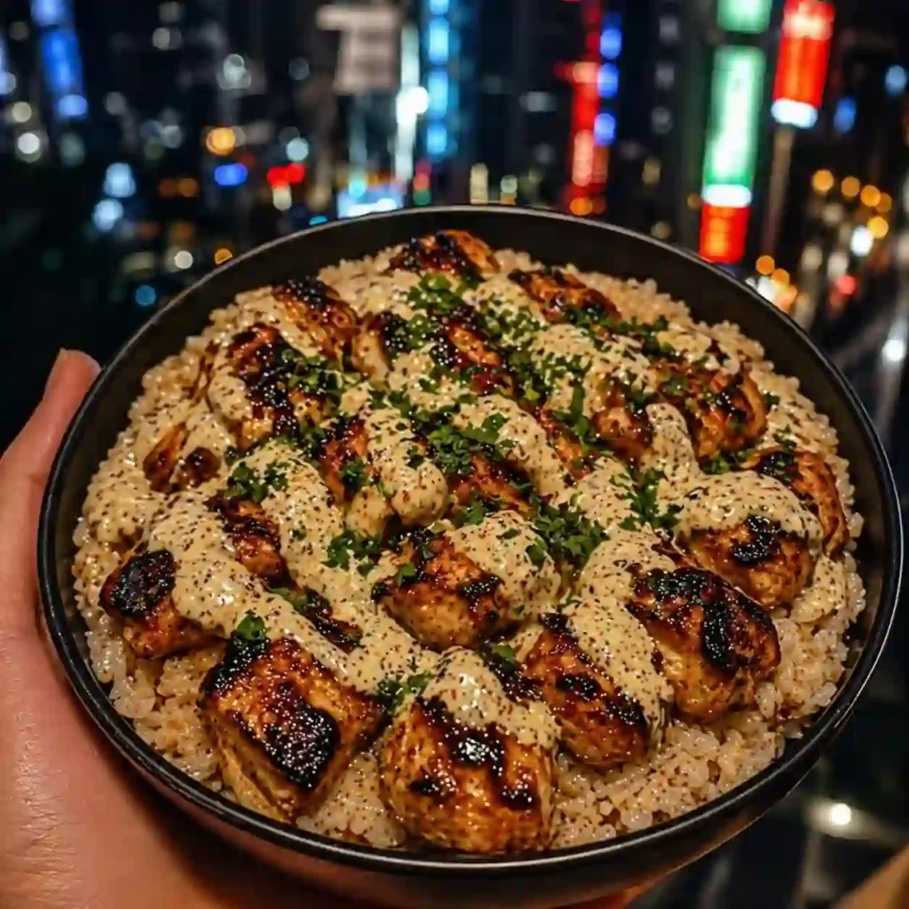 honey sriracha chicken rice bowls glossy