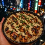 honey sriracha chicken rice bowls glossy