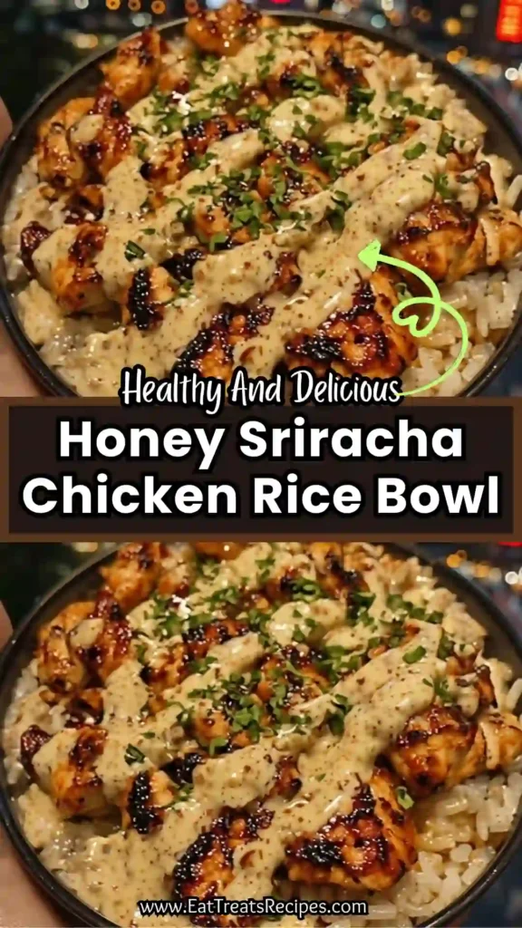 honey sriracha chicken rice bowls glossy