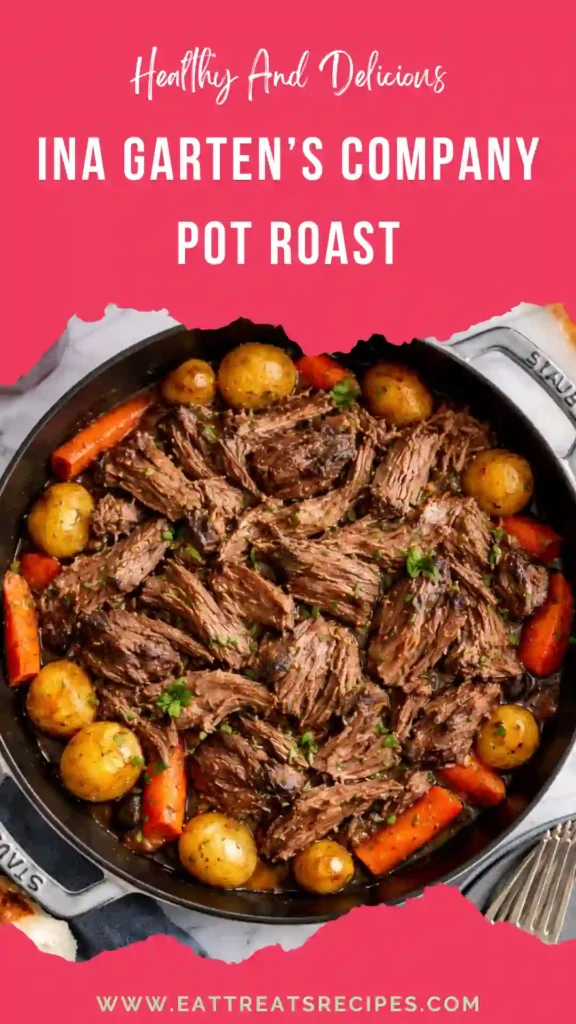 serving Ina Garten’s Company Pot Roast with carrots and gravy for Sunday dinner