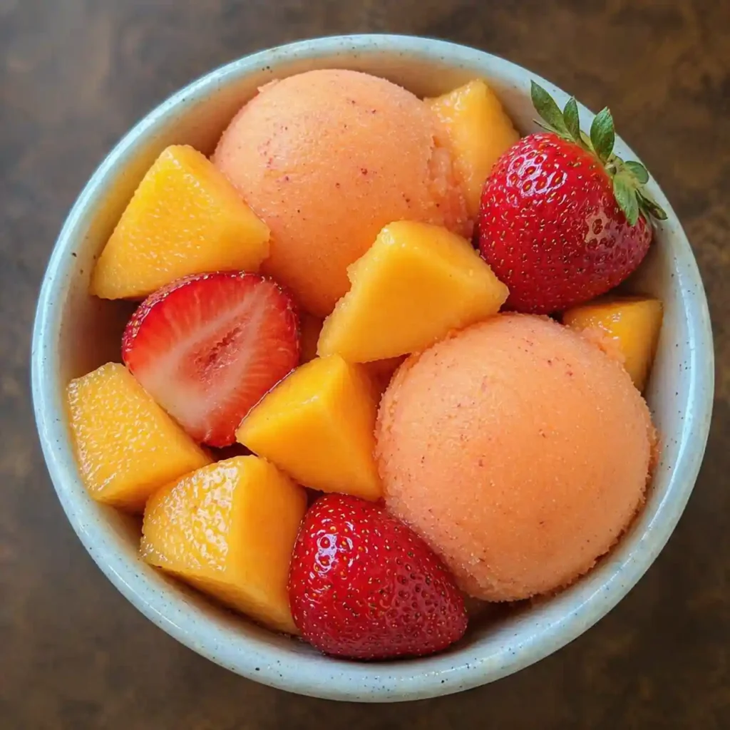 mango strawberry sorbet smooth vibrant frozen dessert