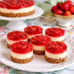mini strawberry pretzel cheesecake layered dessert cups