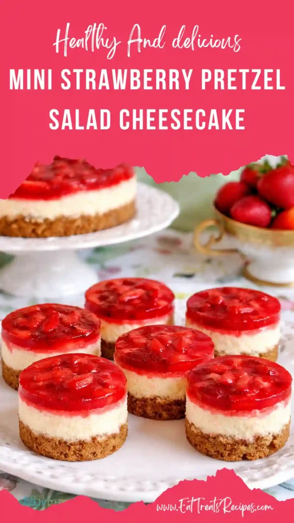 mini strawberry pretzel cheesecake layered dessert cups