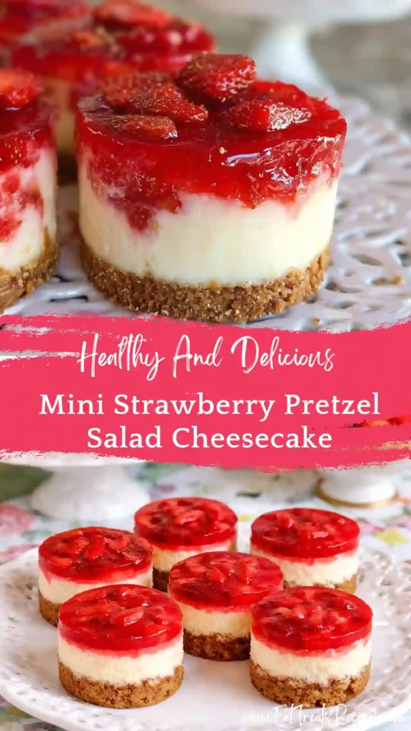 mini strawberry pretzel cheesecake layered dessert cups