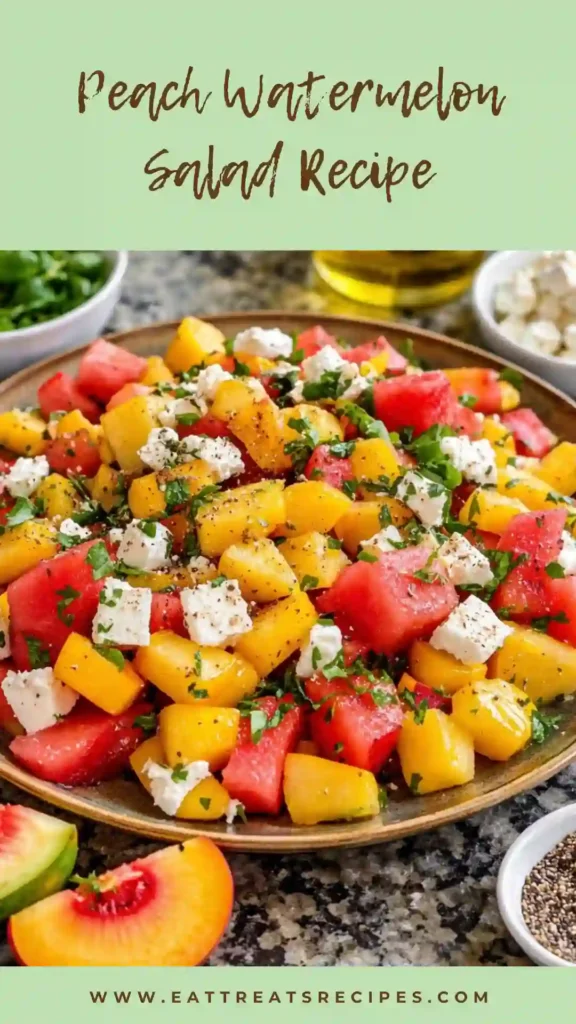 peach watermelon salad colorful fresh summer bowl