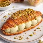 pistachio croissants filled with pistachio cream bakery style flaky croissants with pistachio filling