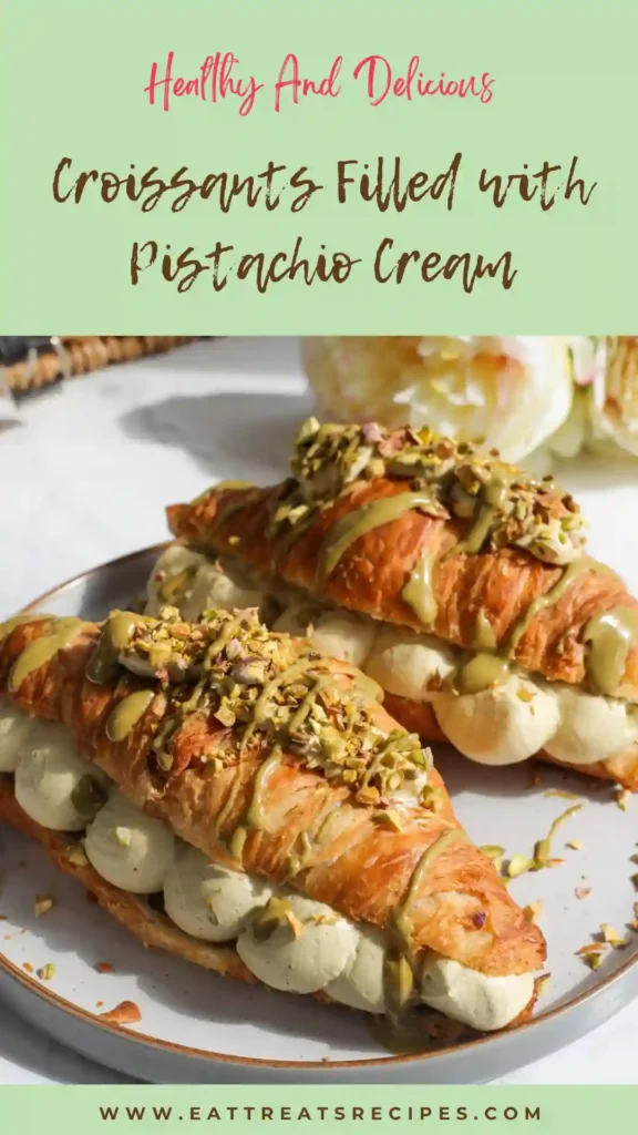 pistachio croissants filled with pistachio cream bakery style flaky croissants with pistachio filling