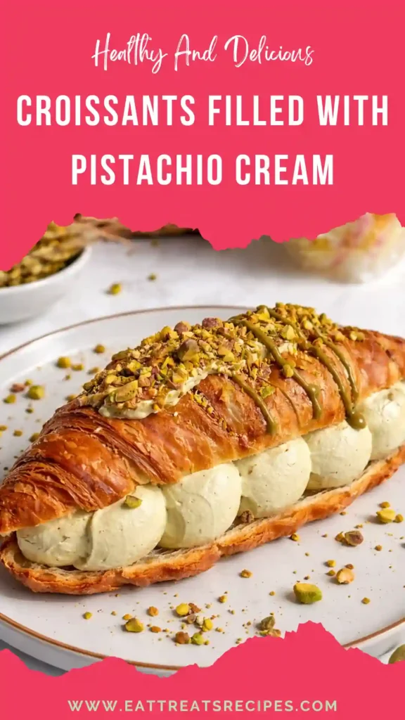 pistachio croissants filled with pistachio cream bakery style flaky croissants with pistachio filling