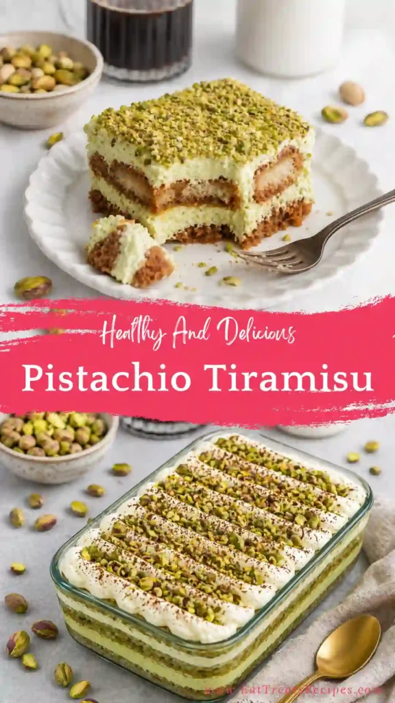 pistachio tiramisu creamy layered dessert with pistachio topping
