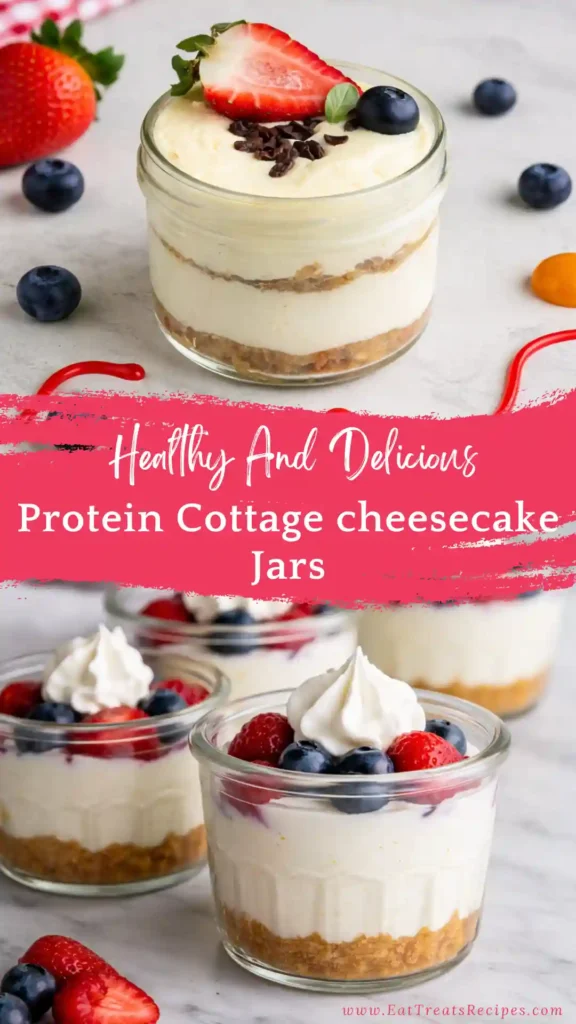 protein cottage cheesecake jars high protein healthy dessert layered jars