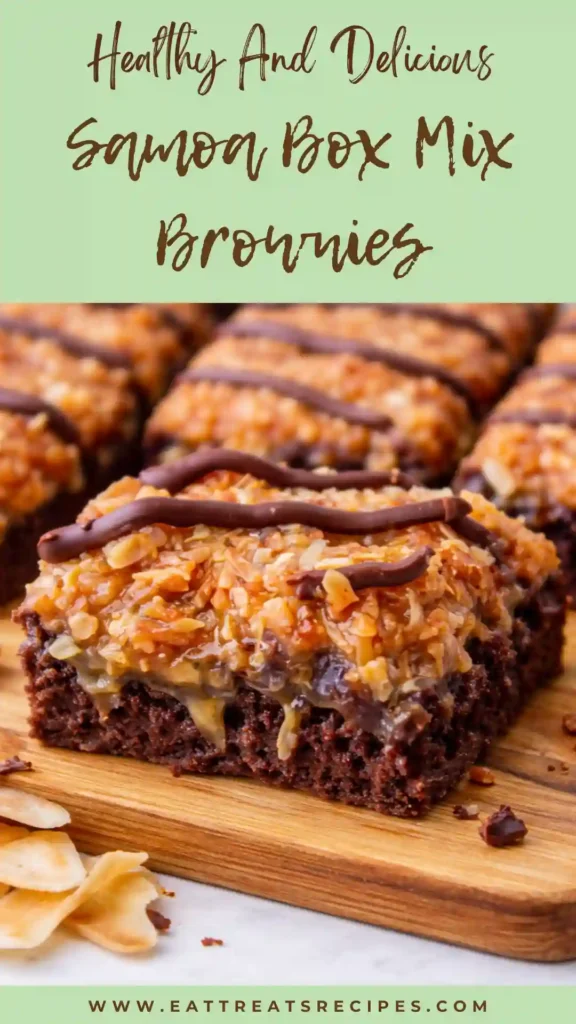 samoa box mix brownies caramel coconut chocolate layered dessert