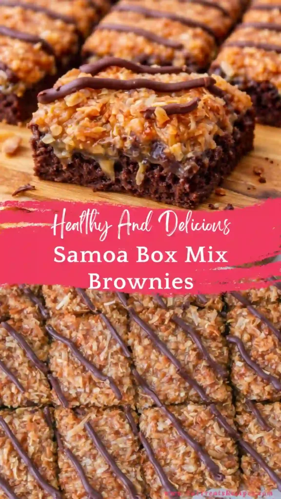 samoa box mix brownies caramel coconut chocolate layered dessert