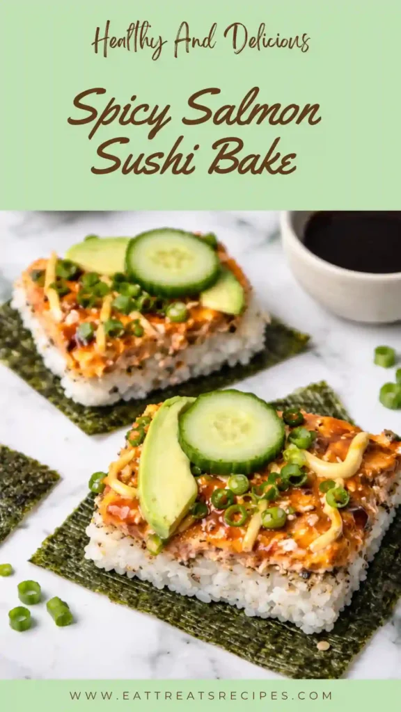 spicy salmon sushi bake creamy crispy top viral recipe