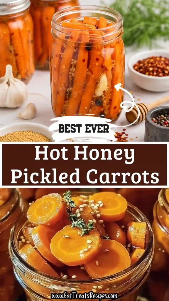 Hot honey pickled carrots in glass jars