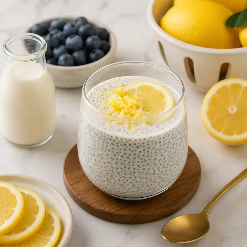 Lemon chia seed pudding jars