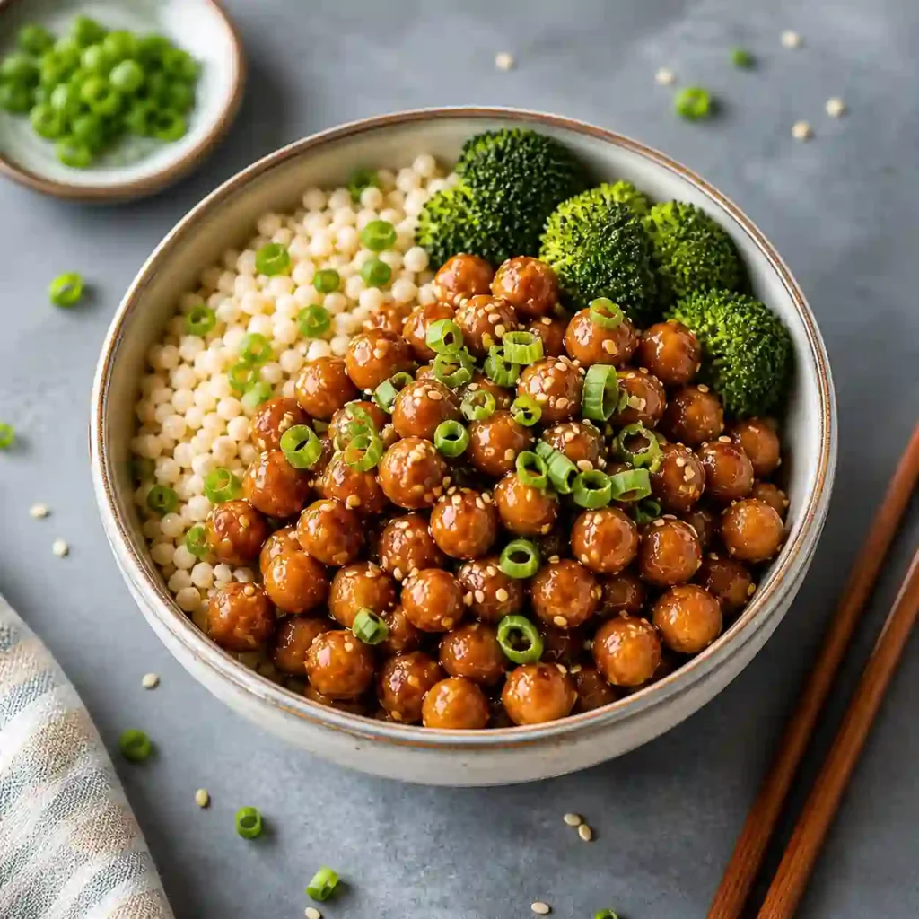 vegan sticky sesame chickpeas