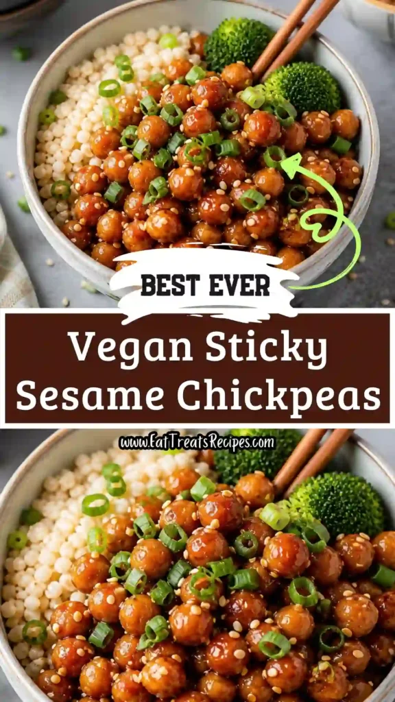 vegan sticky sesame chickpeas