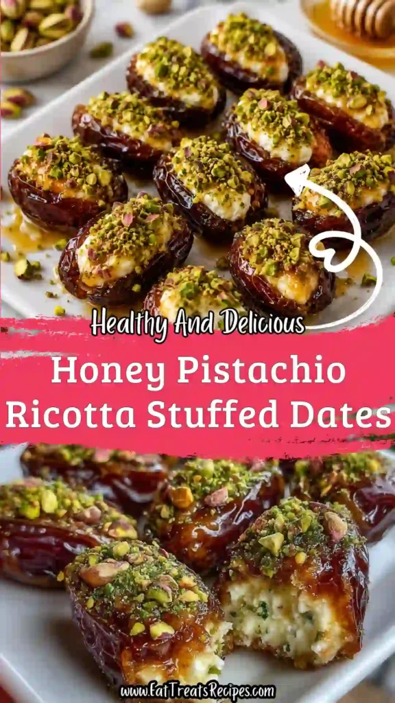 Honey Pistachio Ricotta Stuffed Dates