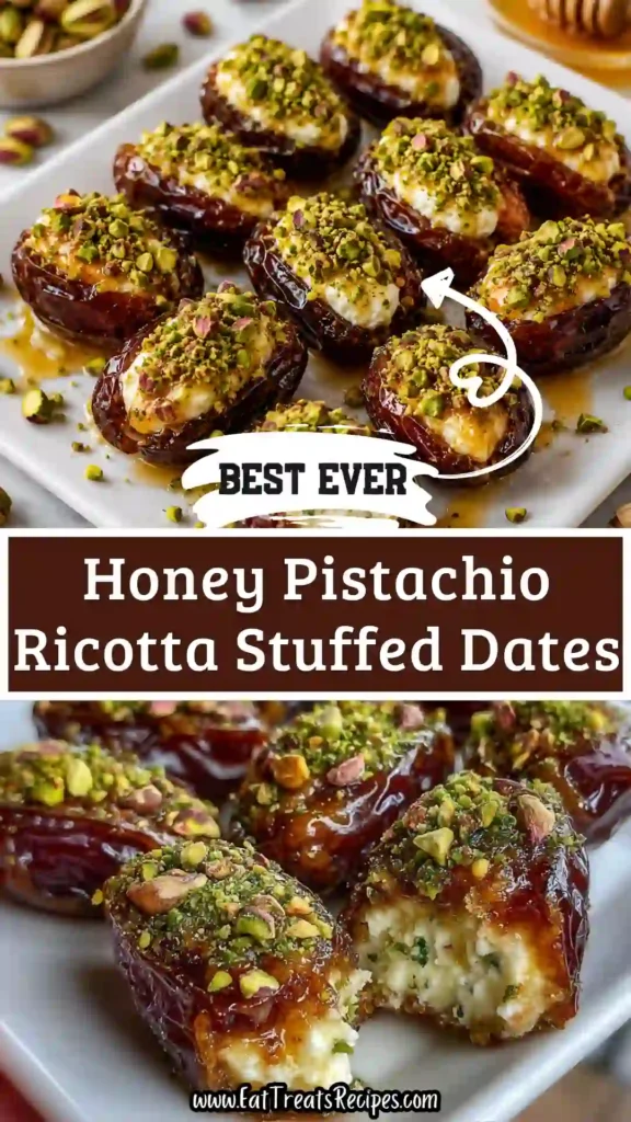 Honey Pistachio Ricotta Stuffed Dates