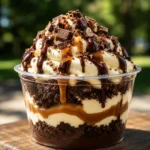 Loaded Brownie Cheesecake Cups at a party